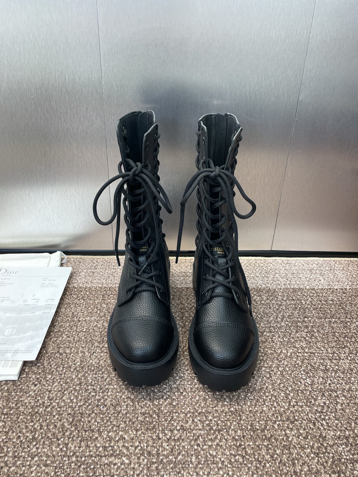 DIOR 25S D-ROAD ANKLE BOOT 45MM IN BLACK GRAINED CALFSKIN