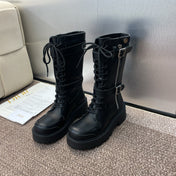 DIOR 25S D-MAJOR SERIES PUNK BOOTS 45MM IN BLACK CALFSKIN