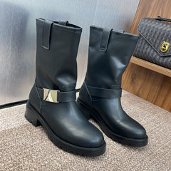 DIOR 25S D-QUEST BOOTS 45MM IN BLACK CALFSKIN