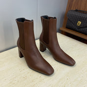 YSL 25S HEELED ANKLE BOOTS 70 MM IN DARK BROWN SMOOTH LAMBSKIN