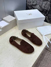 THE ROW 26S BALLET FLATS IN CHOCOLATE BROWN SUEDE
