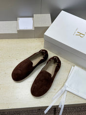 THE ROW 26S BALLET FLATS IN CHOCOLATE BROWN SUEDE