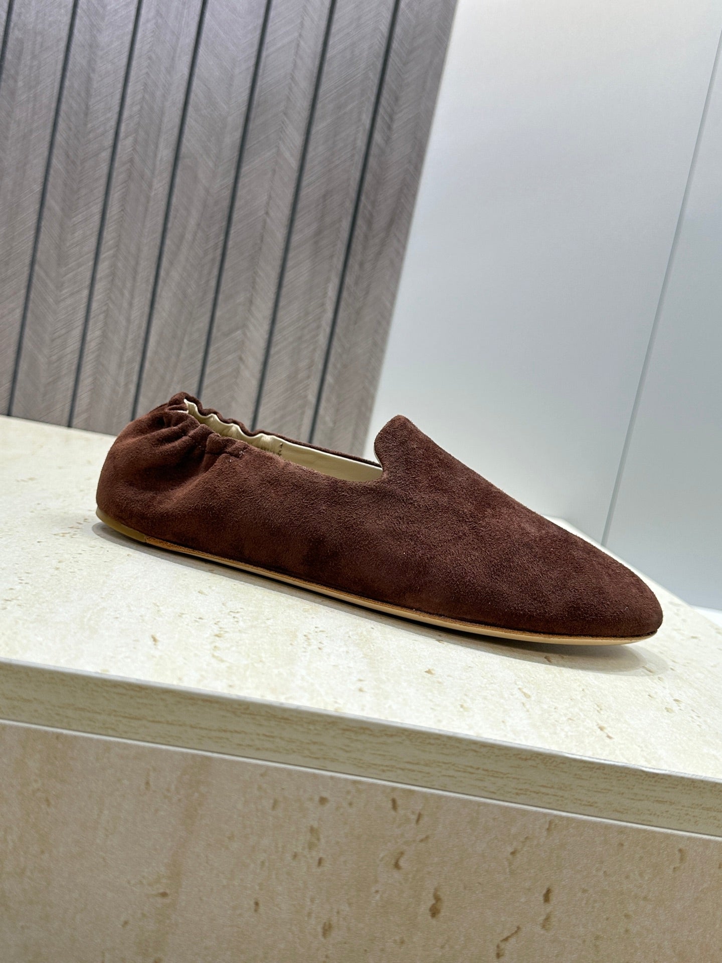 THE ROW 26S BALLET FLATS IN CHOCOLATE BROWN SUEDE