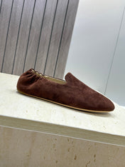 THE ROW 26S BALLET FLATS IN CHOCOLATE BROWN SUEDE