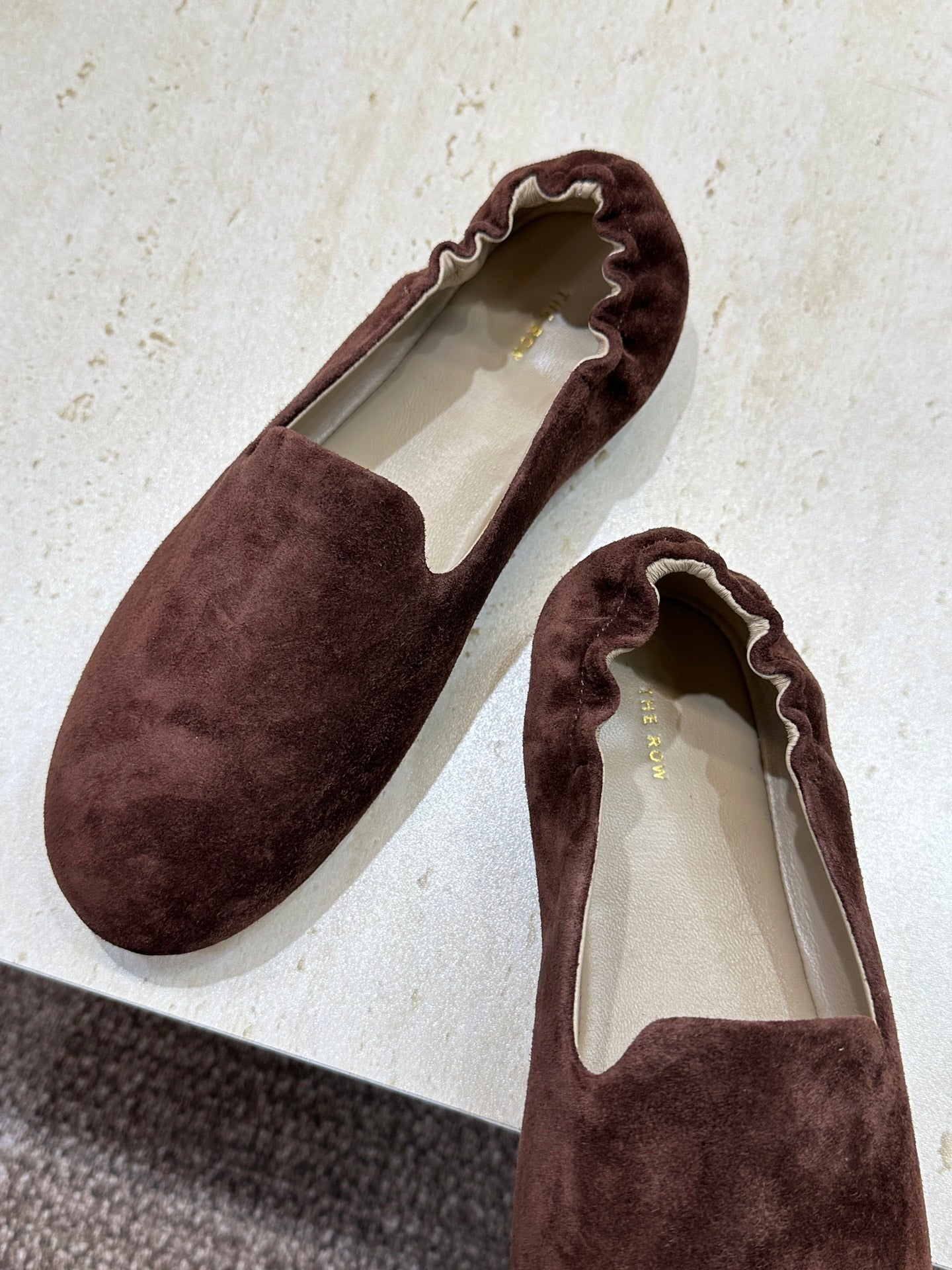 THE ROW 26S BALLET FLATS IN CHOCOLATE BROWN SUEDE