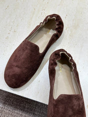 THE ROW 26S BALLET FLATS IN CHOCOLATE BROWN SUEDE