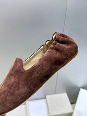 THE ROW 26S BALLET FLATS IN CHOCOLATE BROWN SUEDE