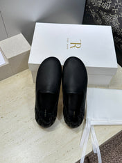THE ROW 26S BALLET FLATS IN BLACK CALFSKIN
