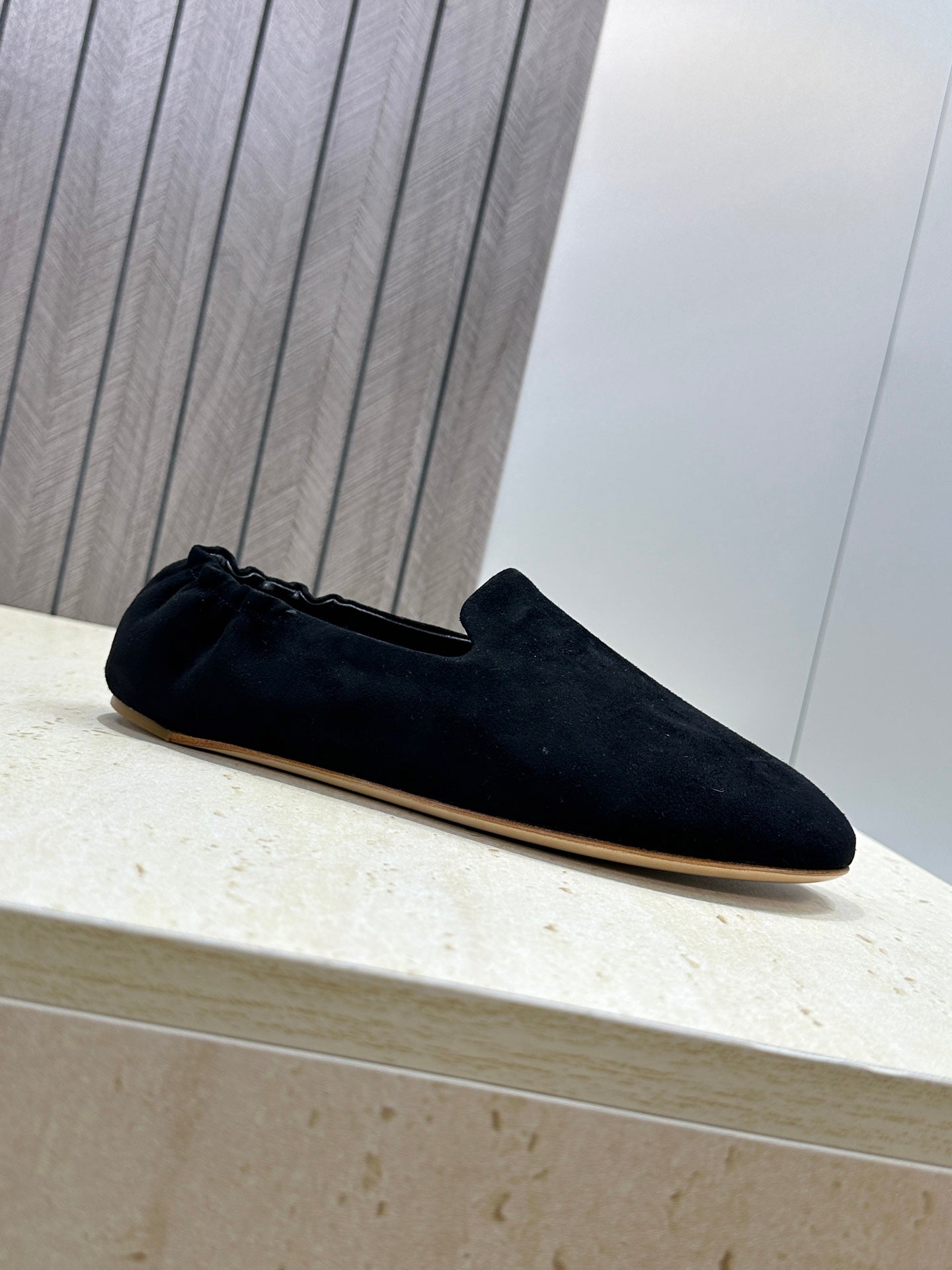 THE ROW 26S BALLET FLATS IN BLACK SUEDE