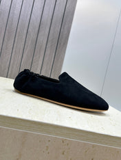 THE ROW 26S BALLET FLATS IN BLACK SUEDE