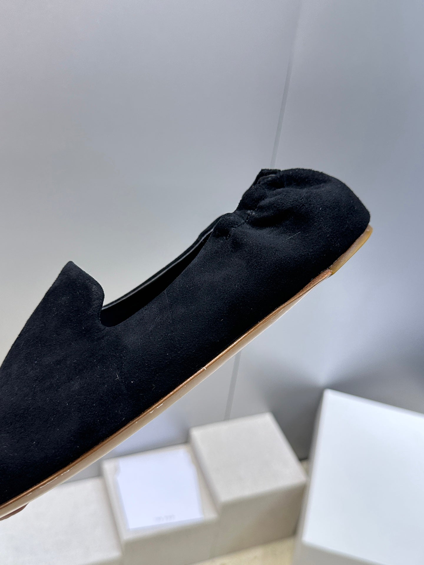 THE ROW 26S BALLET FLATS IN BLACK SUEDE