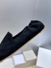 THE ROW 26S BALLET FLATS IN BLACK SUEDE
