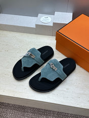 HM 26S EMPIRE SANDAL IN DUSTY SKY BLUE SUEDE SILVER HARDWARE