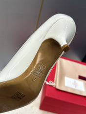 VALENTINO 26S HIGH HEELS 40 MM IN WHITE PATENT CALFSKIN