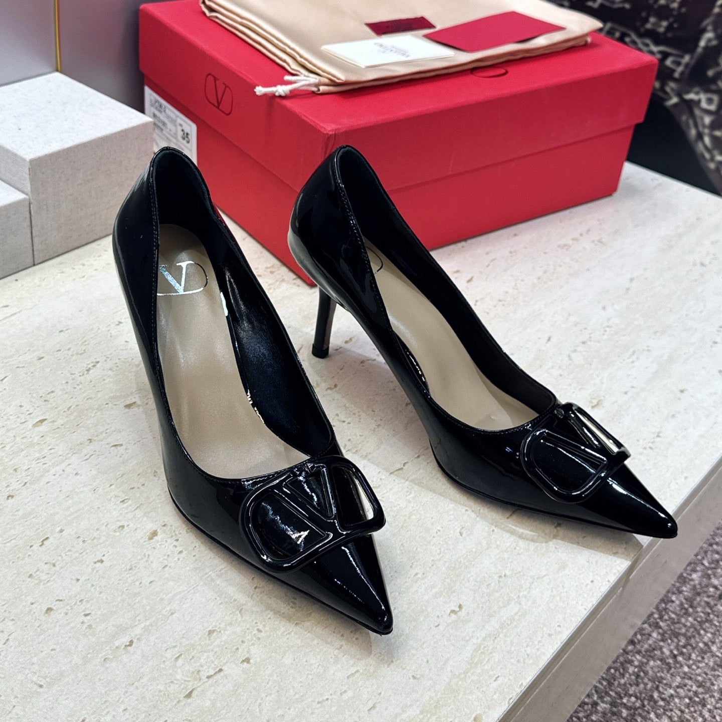 VALENTINO 26S HIGH HEELS 80 MM IN BLACK PATENT CALFSKIN