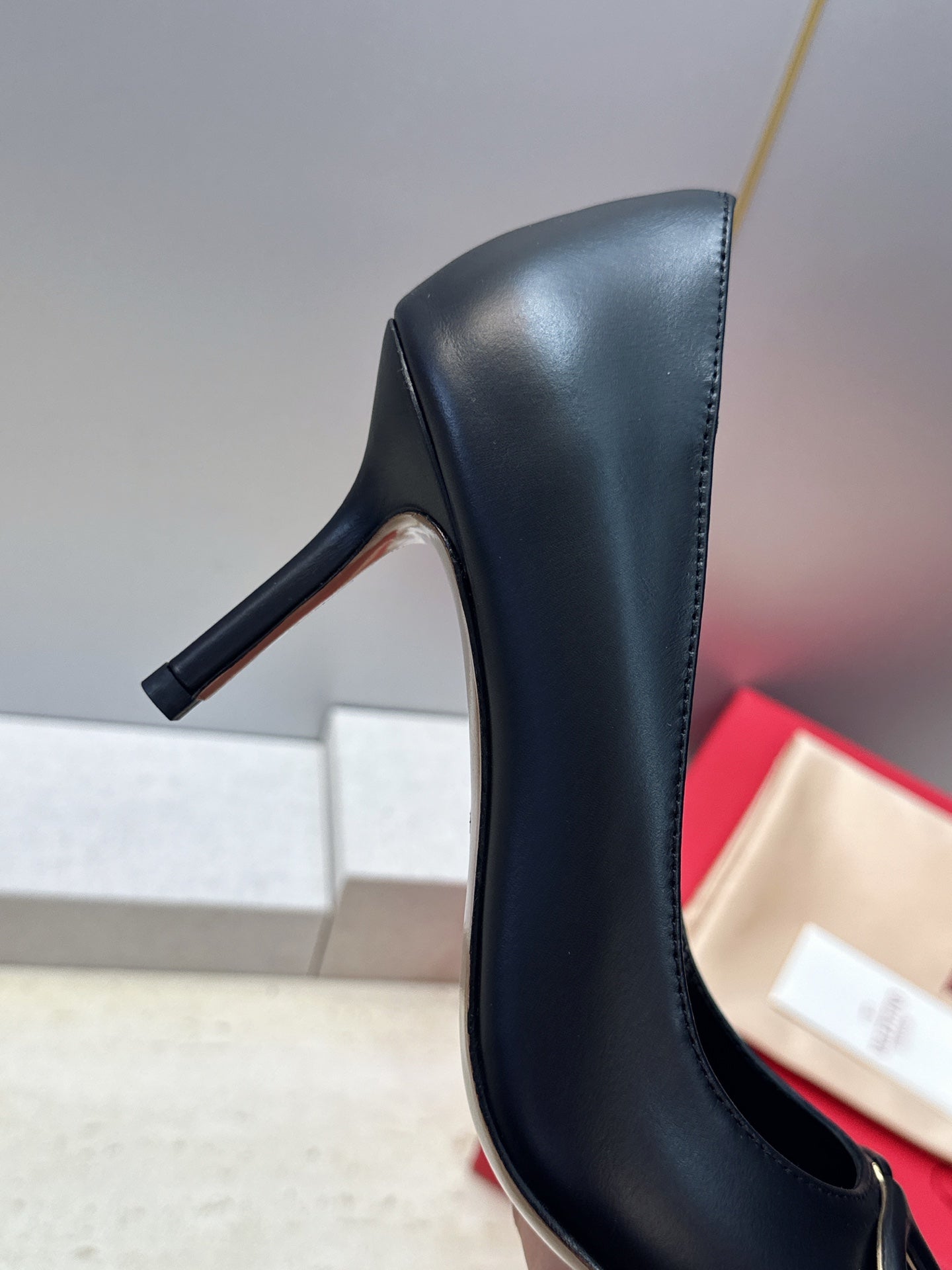 VALENTINO 26S HIGH HEELS 80 MM IN BLACK CALFSKIN