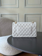CHANEL 25S CLASSIC FLAP BAG 25 CM IN WHITE LAMBSKIN WITH GOLD HARDWARE