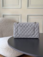 CHANEL 25S CLASSIC FLAP BAG 25 CM IN GREY LAMBSKIN WITH GOLD HARDWARE
