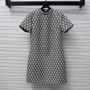 Valentino Black White Short Dress In Toute La V Jacquard