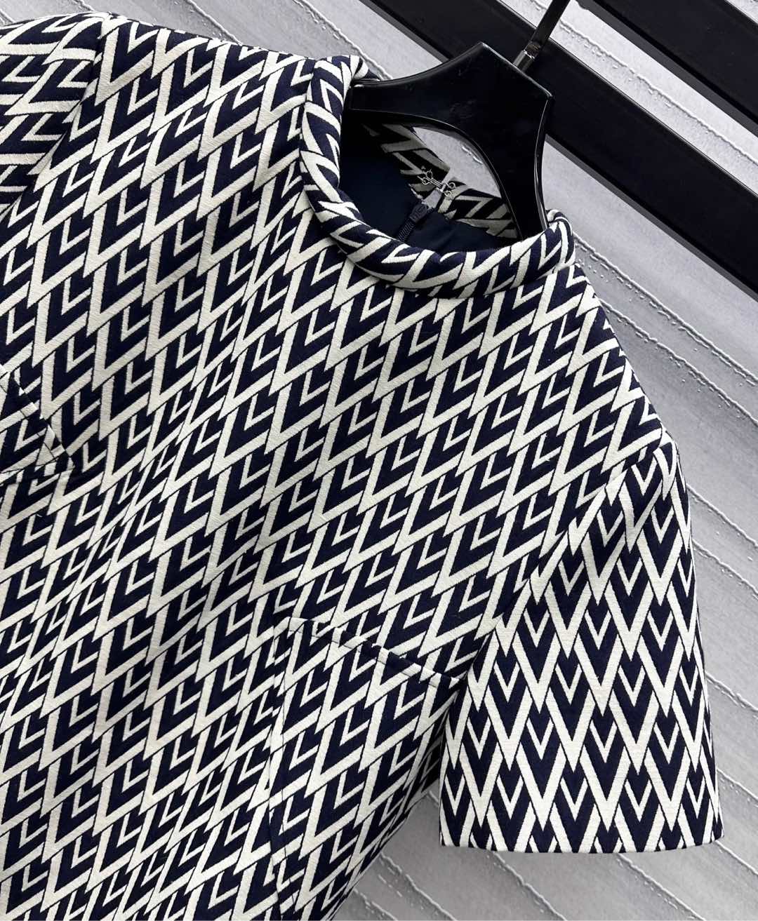 Valentino Black White Short Dress In Toute La V Jacquard