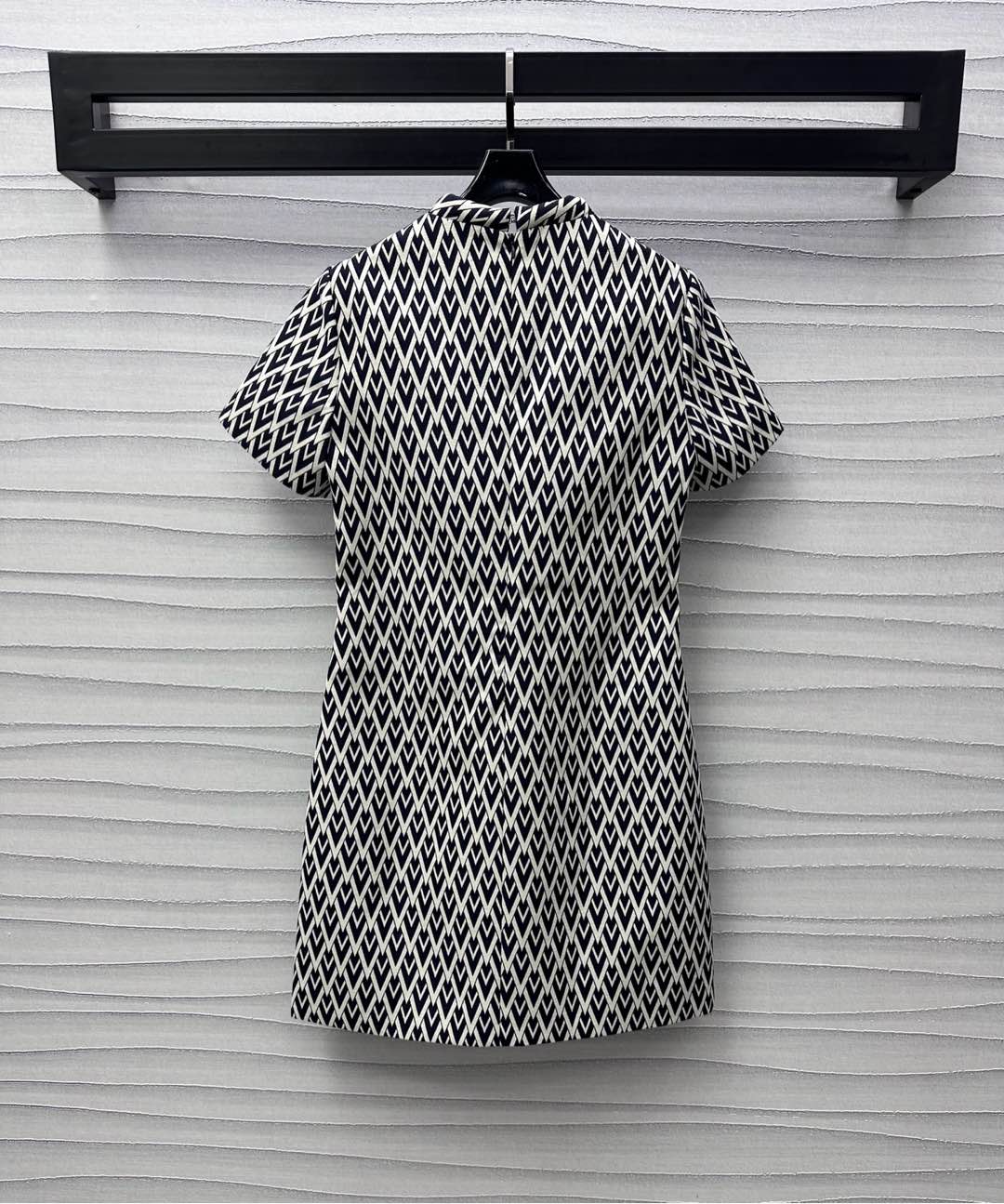 Valentino Black White Short Dress In Toute La V Jacquard