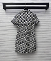 Valentino Black White Short Dress In Toute La V Jacquard