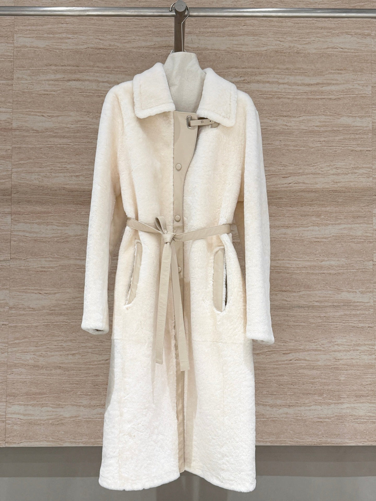 HERMES 25S LONG SHEARLING COAT 472