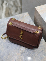 NIKI MEDIUM 28 IN CHESTNUT BROWN ELEPHANT PATTERN LAMBSKIN GOLD HARDWARE