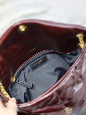 YSL 25S LOULOU PUFFER MEDIUM 29 IN DARK BURGUNDY CALFSKIN