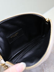 GABY ZIPPED POUCH 19 IN GRAY MATTE SUEDE GOLD HARDWARE