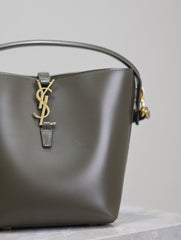 YSL 25S LE 37 MINI 20 IN DARK OLIVE CALFSKIN GOLD HARDWRE
