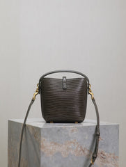 YSL 25S LE 37 MINI 15 IN BROWN LIZARD PATTERN CALFSKIN GOLD HARDWRE