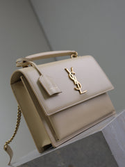 YSL 25S SUNSET MM 25 IN NUDE CALFSKIN GOLD HARDWRE