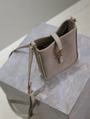 LE 5 À 7 HOBO MINI BAG 18 IN LIGHT BROWN SUEDE COPPER HARDWARE