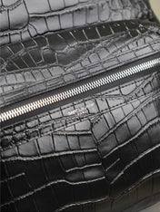 CITY BACKPACK 38 IN BLACK CROCODILE EMBOSSED CALFSKIN