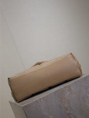 YSL 25S LOULOU PUFFER MM 29 IN BROWN CALFSKIN GOLD HARDWARE