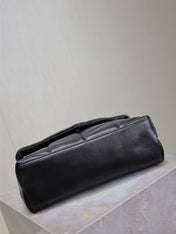 YSL 25S LOULOU PUFFER MM 29 IN BLACK CALFSKIN BLACK HARDWARE