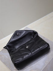 YSL 25S LOULOU PUFFER MINI 23 IN BLACK CALFSKIN BLACK HARDWARE