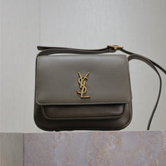 YSL 25S NIKI BABY 22 IN DARK OLIVE BROWN CALFSKIN GOLD HARDWRE