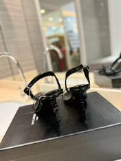 SL OPYUM SANDALS 80 BLACK CALFSKIN