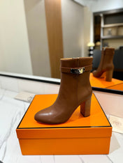 HM 26S ANKLE BOOTS 85 MM IN BROWN CALFSKIN