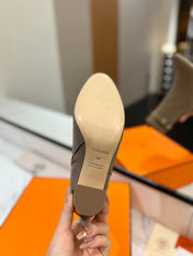HM 26S ANKLE BOOTS 85 MM IN GREYISH BEIGE CALFSKIN