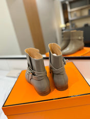 HM 26S NEO ANKLE BOOTS IN GREYISH BEIGE CALFSKIN