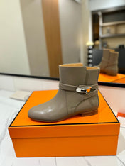 HM 26S NEO ANKLE BOOTS IN GREYISH BEIGE CALFSKIN