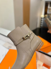 HM 26S NEO ANKLE BOOTS IN GREYISH BEIGE CALFSKIN
