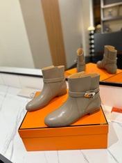 HM 26S NEO ANKLE BOOTS IN GREYISH BEIGE CALFSKIN
