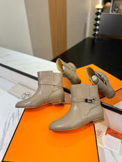 HM 26S NEO ANKLE BOOTS IN GREYISH BEIGE CALFSKIN