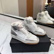MID-TOP SNEAKERS IN SILVER MIX WHITE LAMBSKIN