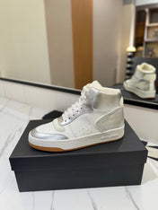 MID-TOP SNEAKERS IN SILVER MIX WHITE LAMBSKIN