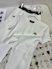 ALO T-SHIRT AND WIDE-LEG PANTS SET STYLE 160